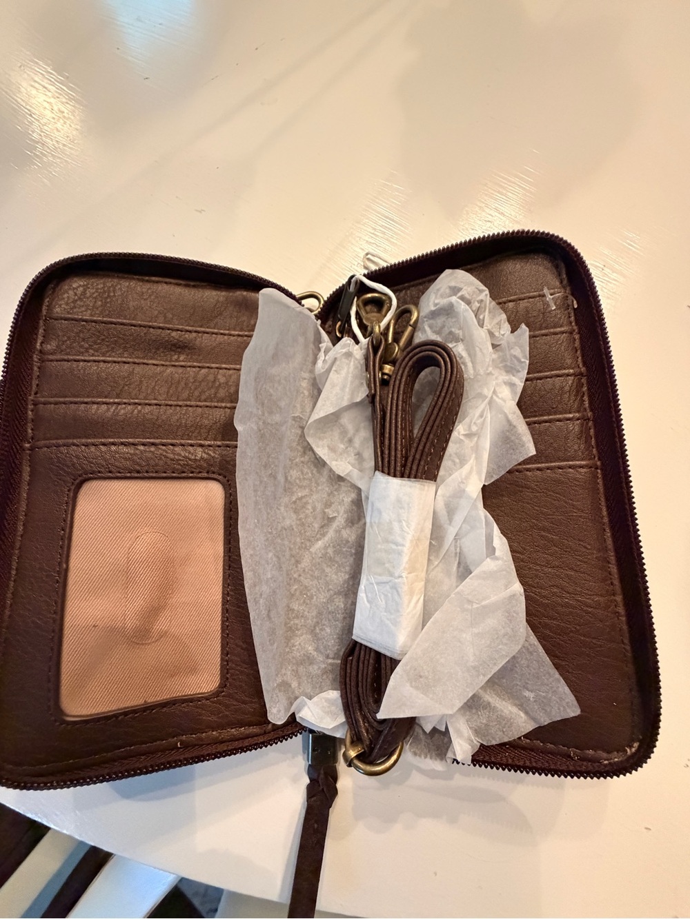 The Sak Suede Wristlet, crossbody Phone Wallet - Dark Brown, New With packaging - Picture 5 of 6